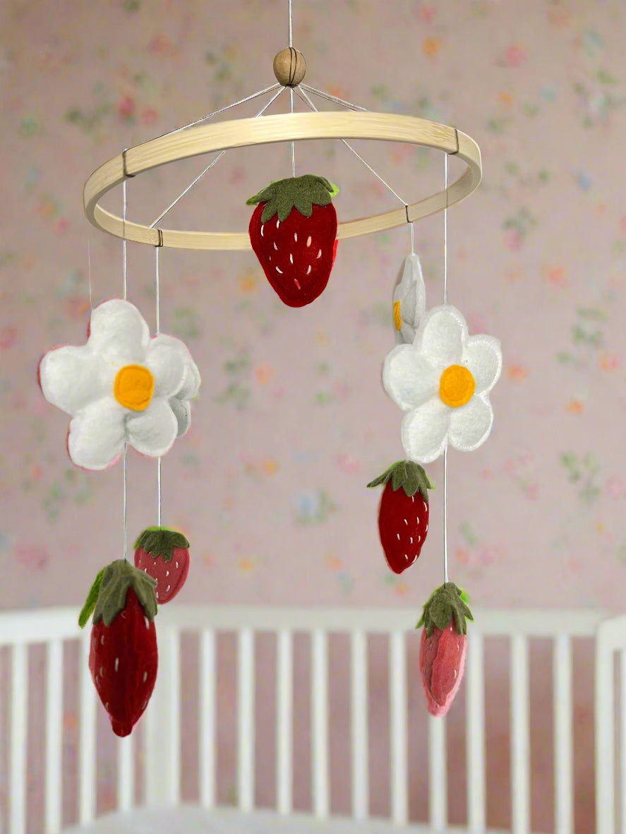 Strawberry Fields Baby Mobile 🍓🌼