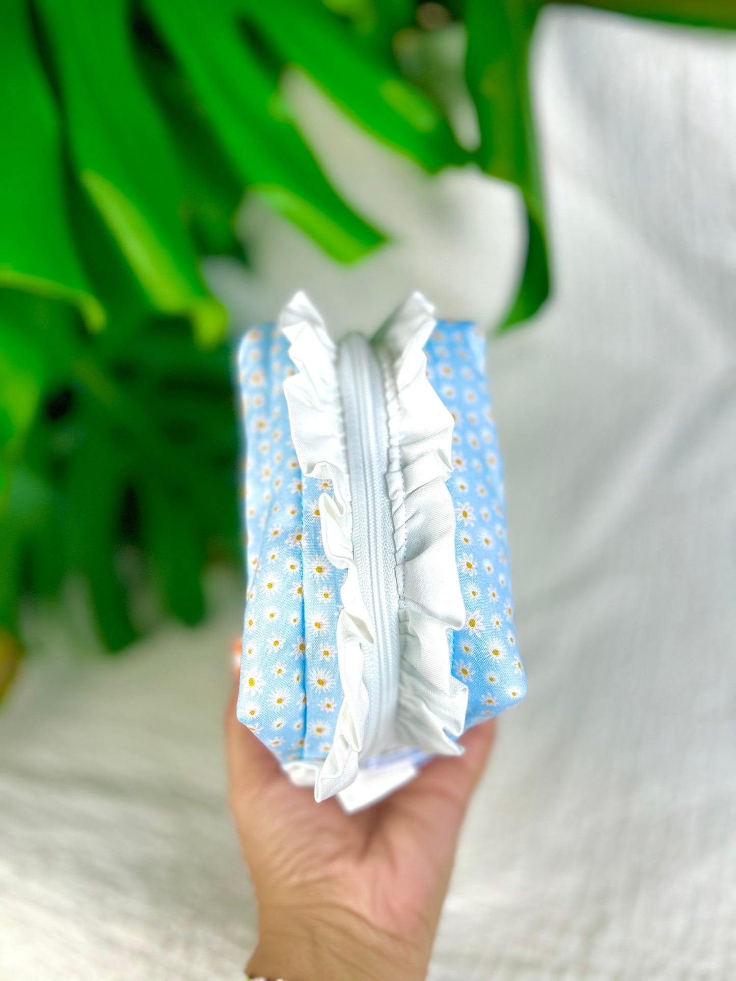 Daisy Blue Medium Ruffle Essentials Bag