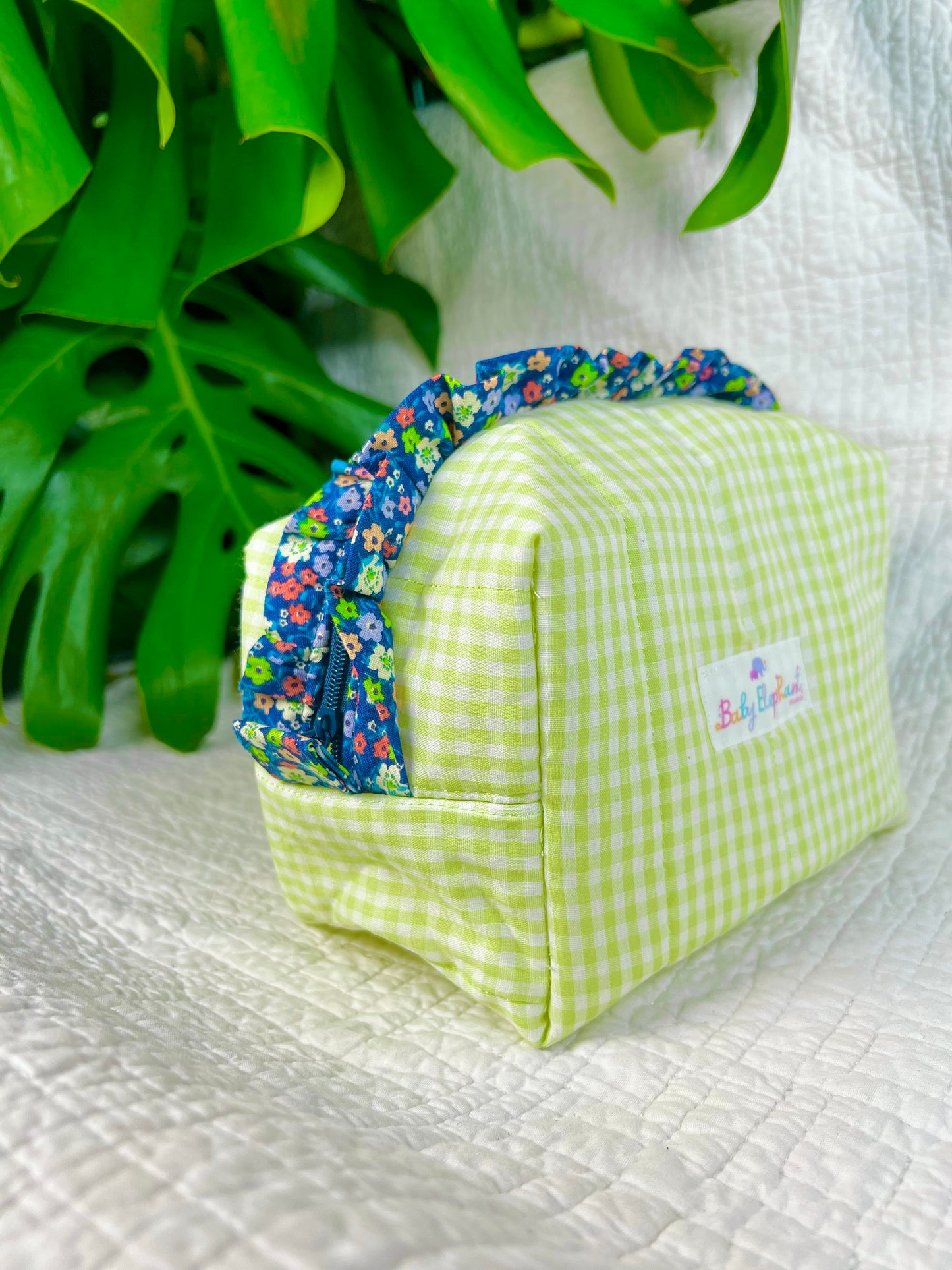 Green Gingham Medium Ruffle Essentials Bag