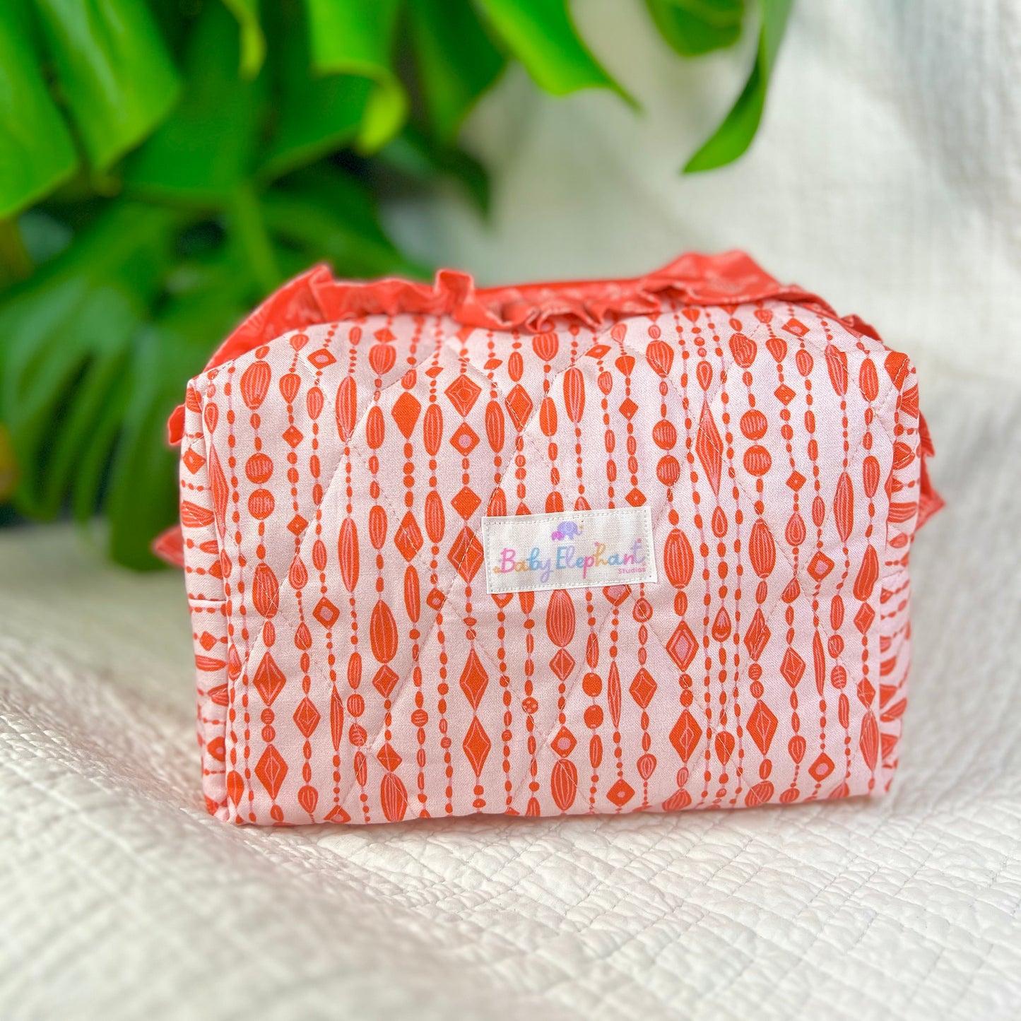 Beads on pink Large Ruffle Essentials Bag