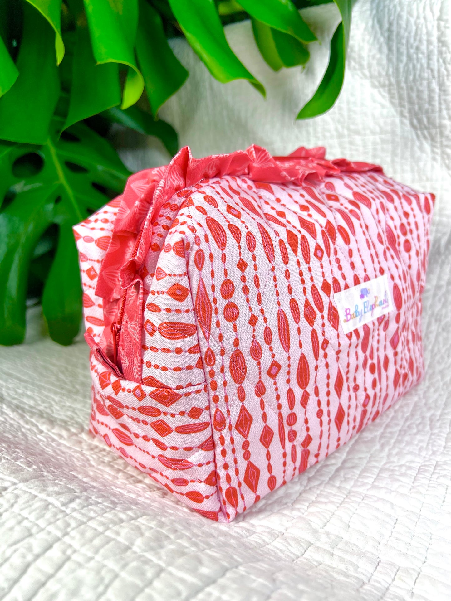 Beads on pink Large Ruffle Essentials Bag